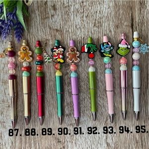 Handcrafted Christmas Pens Beaded Unique Artisan Gifts Office Accessories